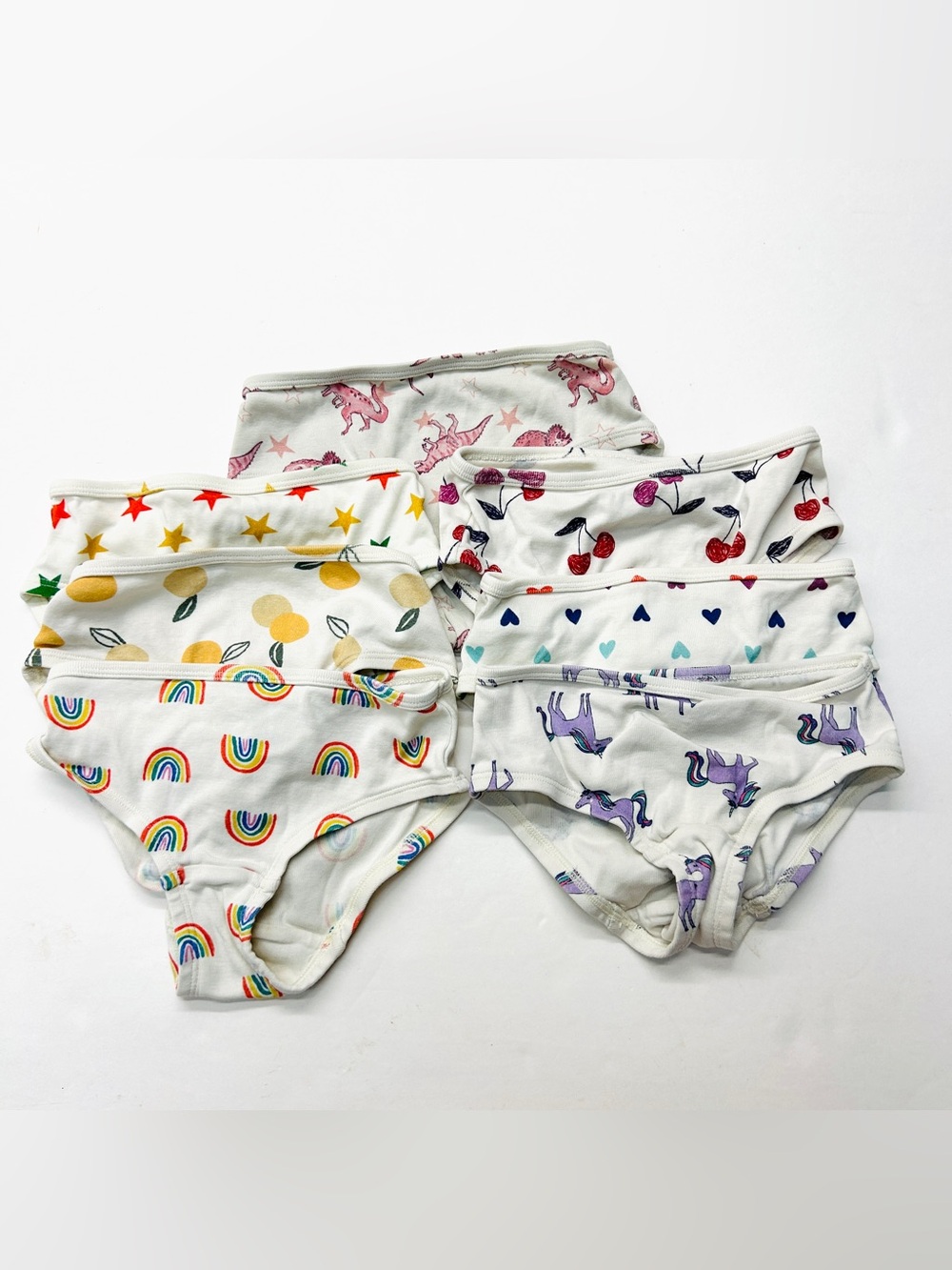 Quince Girls' Cotton Underwear Pack Set Rainbows, Unicorns Fruit Organic 7 pairs